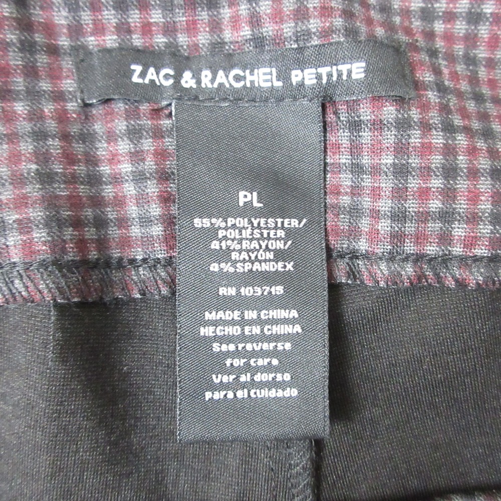 Zak & Rachel Womens Pull On Pants Petite Large Dark Plaid Ankle Slit Hem - Picture 7 of 8